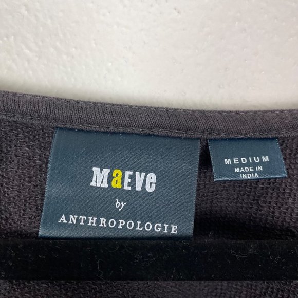 Maeve by Anthropologie Woman's Sz M Charcoal Gray Cropped Peplum Sweatshirt - Picture 4 of 7